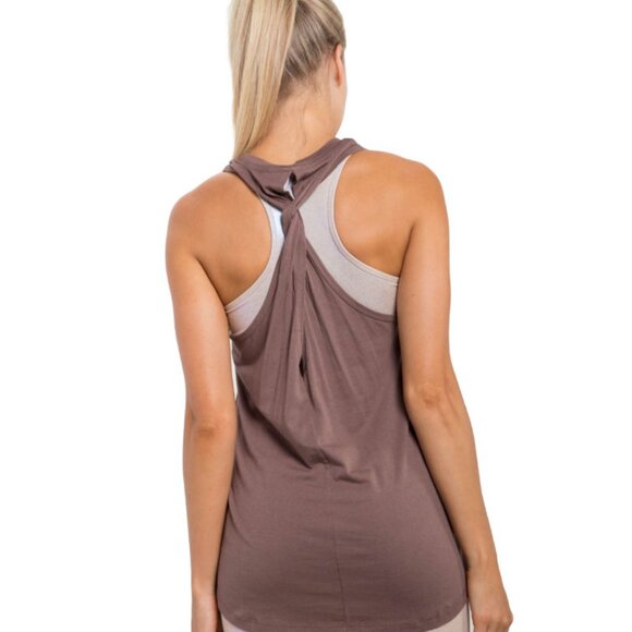 Mono B Twist Back Racerback Tank Top KT11450 - Picture 2 of 4